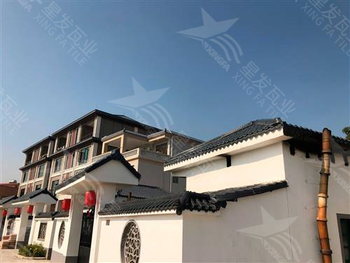 長(zhǎng)春仿古樹(shù)脂瓦一體屋檐裝飾塑料瓦片 古建筑門樓圍墻瓦中式門頭仿古瓦 星發(fā)牌定制